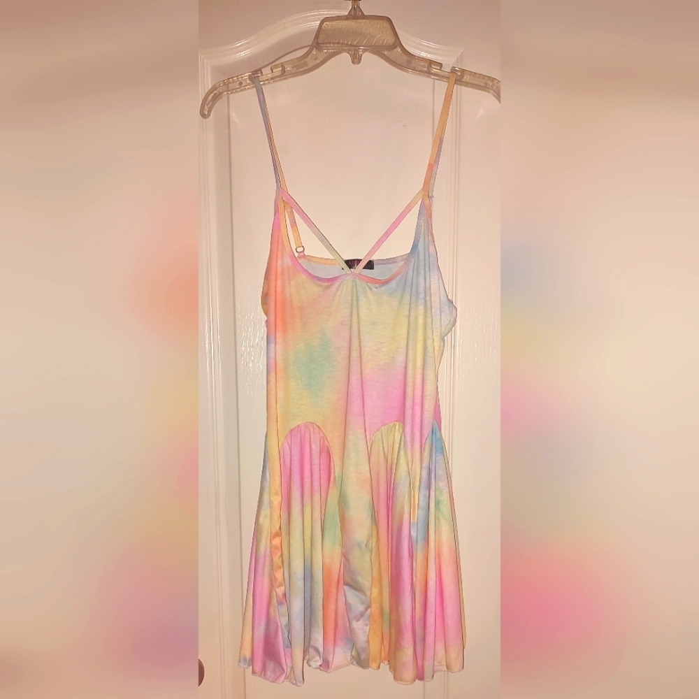 Women's tie dye ombre sleeveless mini dress
